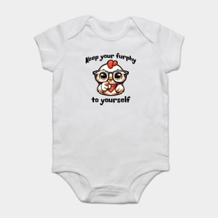 Sassy chick says Keep Your Furphy to Yourself, funny Australian slang design Baby Bodysuit